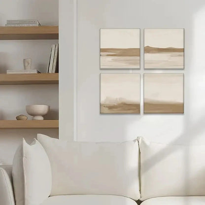 4pcs Neutral Wall Art Prints - Modern Boho Decor Wall Art Canvas Framed