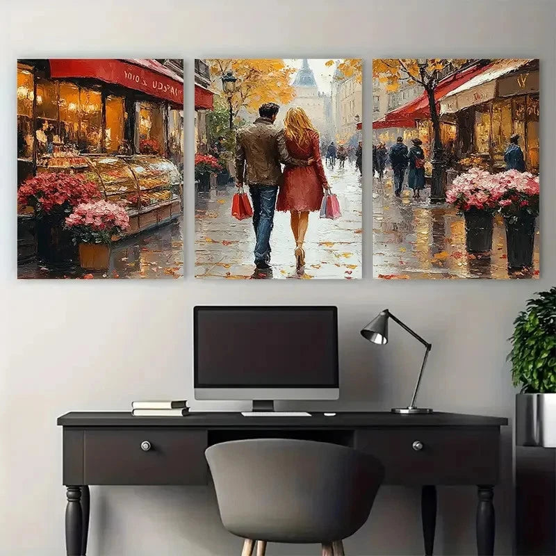 3pcs Humorous Parisian Shopping Quote Perfect Wall Art Set Canvas Framed 40x60cm - High Quality Print 100% Australian Made Wall Canvas Ready to Hang