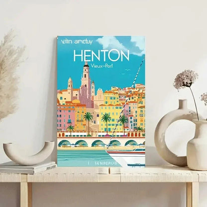 Menton is a town on the French Riviera Travel Poster Print Wall Art