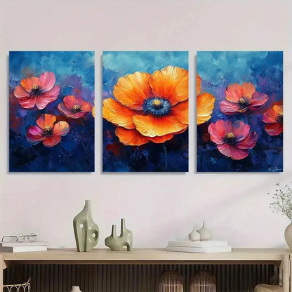 3pcs Vivid Flower Colorful Lovers Perfect Wall Art Set Canvas Framed 40x60cm - High Quality Print 100% Australian Made Wall Canvas Ready to Hang