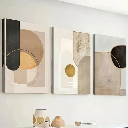 3pcs Vintage Aesthetic Painting Nordic Abstract Wall Art Set Canvas Framed 40x60cm - High Quality Print 100% Australian Made Wall Canvas Ready to Hang