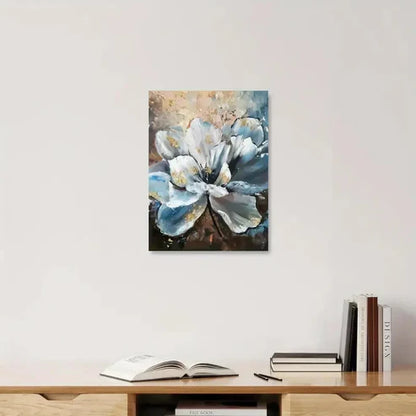 Beautiful Blue Flowers Abstract Flower Painting 60x90cm Metal Print Ready to Hang