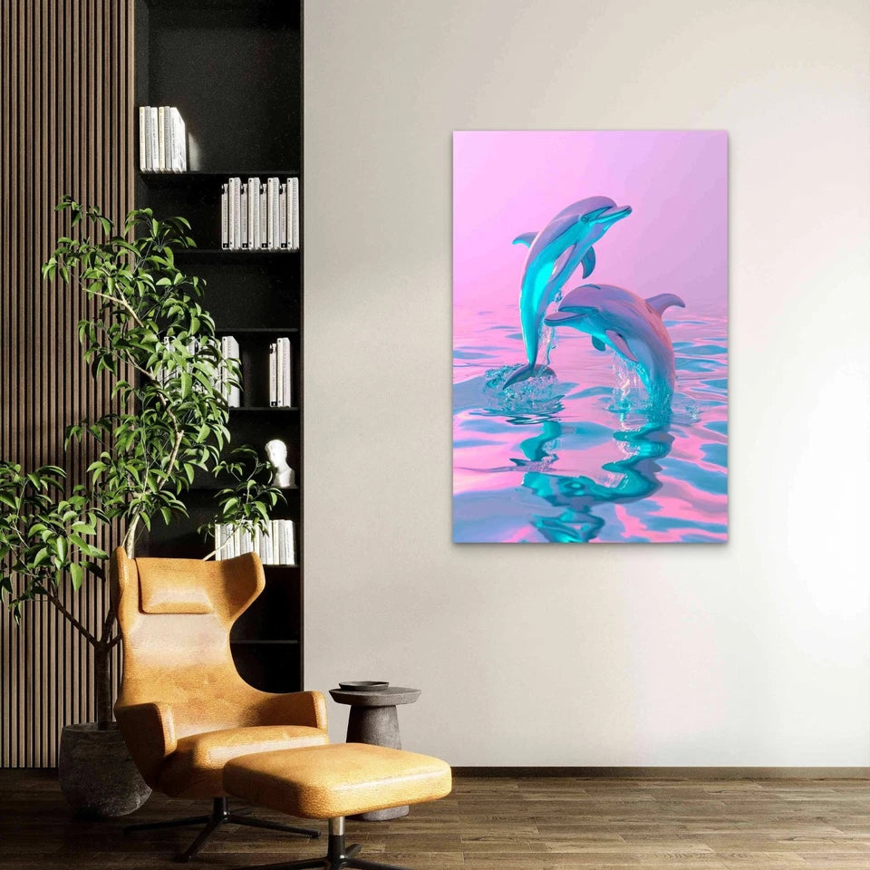 Rendering Dolphins 60x90cm Metal Print Ready to Hang