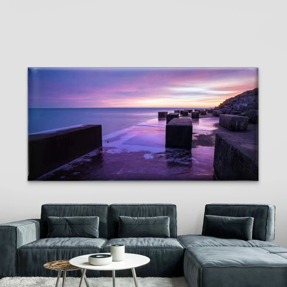 Beach Scene Seaside Landscape Wall Art Canvas Office Home Room Framed 120x60cm