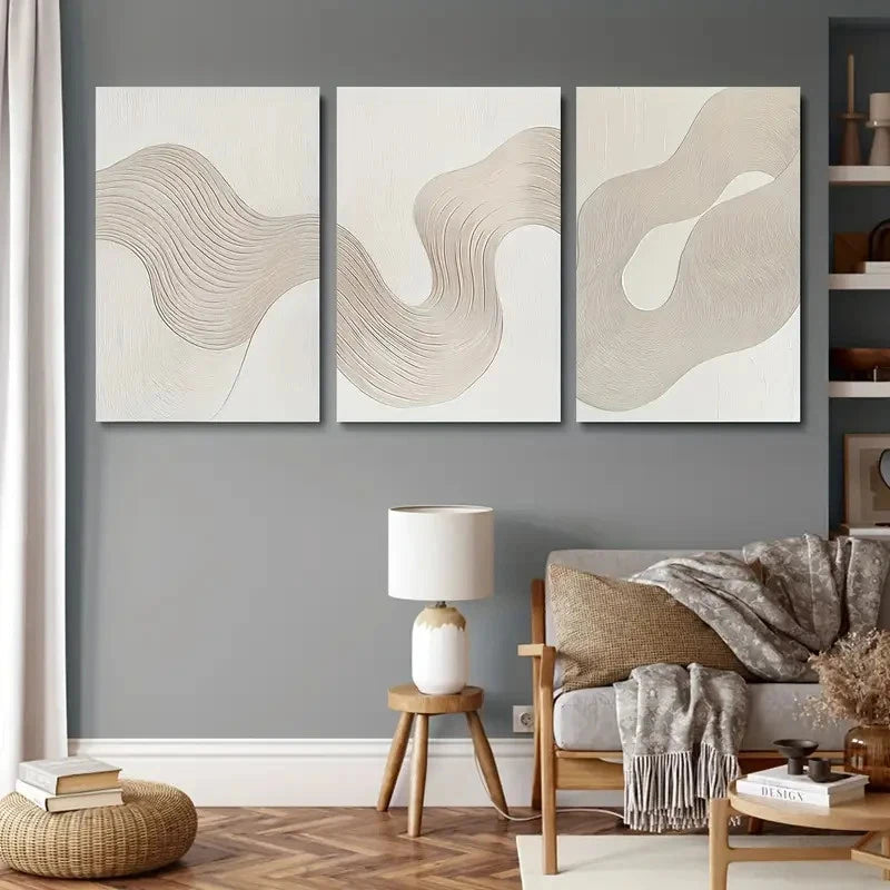 3pcs Abstract White Texture Design Metal Print Ready to Hang Art