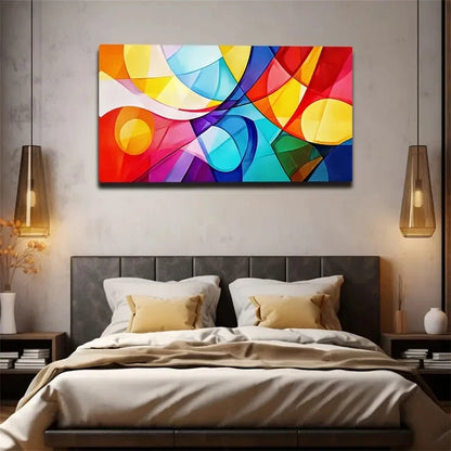 Modern Minimalist Vibrant Multi Wall Art Canvas Office Home Room Framed 120x60cm