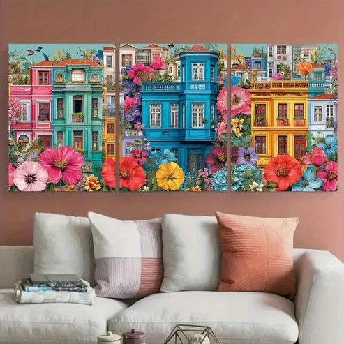 3pcs Vibrant Cityscape Wall Art Canvas Unframed - High Quality Print 100% Australian Made Wall Canvas