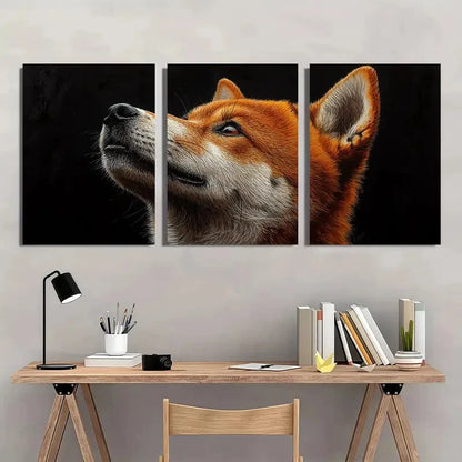 3pcs Black Orange Accents Dog Animal Themed Metal Print Ready to Hang Art