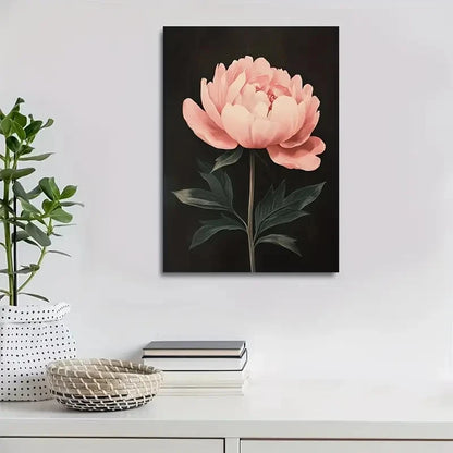Elegant Pink Peony Realistic Floral Painting 40x60cm Metal Print Ready to Hang
