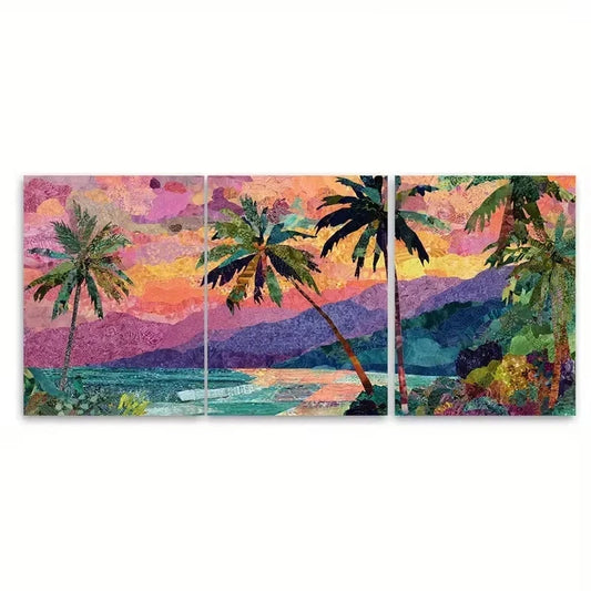 3pcs Tropical Day Daydream Wall Art Canvas Framed 50x70cm - High Quality Print 100% Australian Made Wall Canvas Ready to Hang