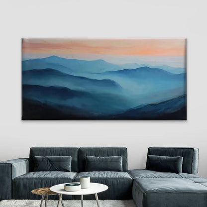 Blue Mountain Landscape Wall Art Canvas Office Home Room Framed 120x60cm