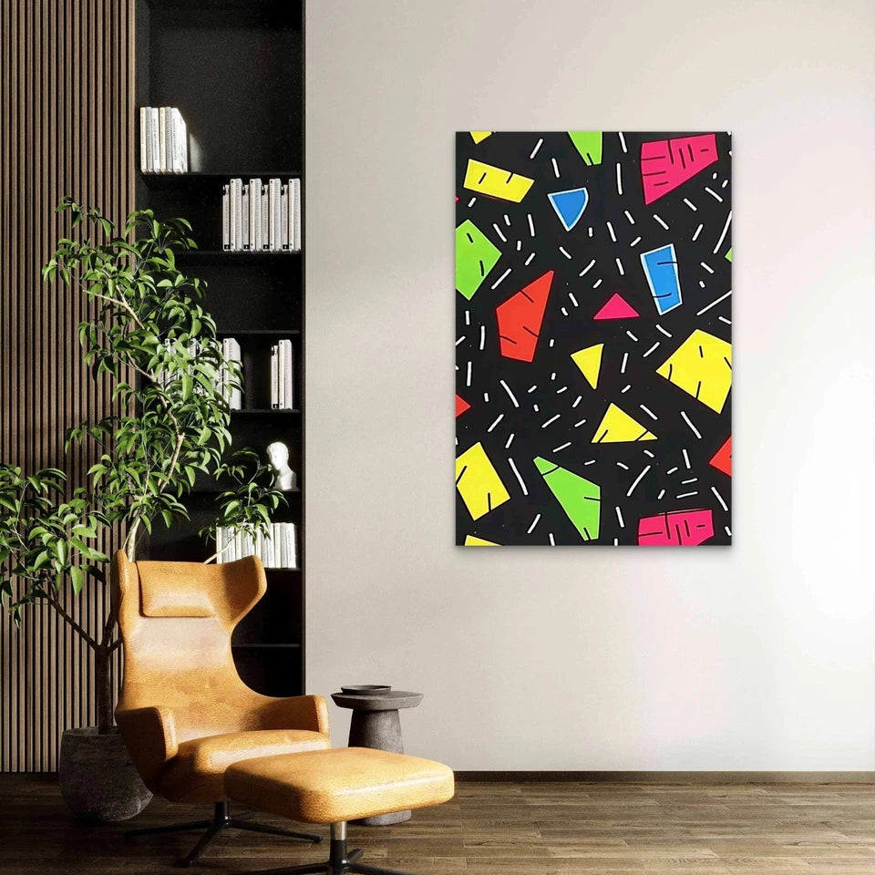 Colorful Shapes & Lines 60×90cm Metal Print Ready to Hang