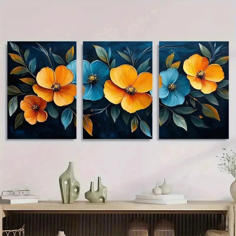 3pcs Tropical Yellow Flower Vibrant Perfect Wall Art Set Canvas Framed 40x60cm - High Quality Print 100% Australian Made Wall Canvas Ready to Hang