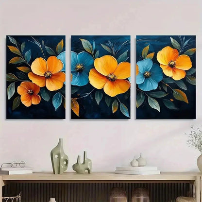 3pcs Tropical Yellow Flower Vibrant Perfect Wall Art Set Canvas Framed 40x60cm - High Quality Print 100% Australian Made Wall Canvas Ready to Hang