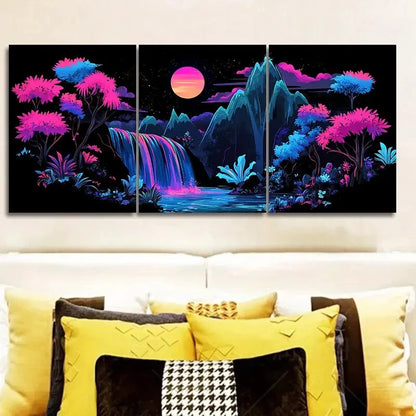 3pcs Mysterious Mountain Design Vibrant Perfect Wall Art Set Canvas Framed 40x60cm - High Quality Print 100% Australian Made Wall Canvas Ready to Hang