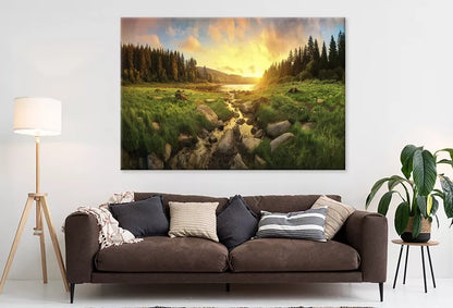 Colorful Clouds, Trees, Grassland   Wall Art Decor 100% Australian Made