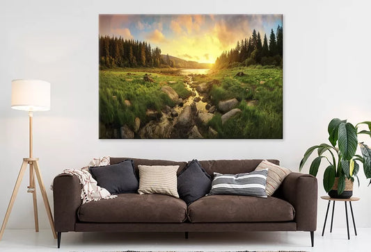 Colorful Clouds, Trees, Grassland   Wall Art Decor 100% Australian Made