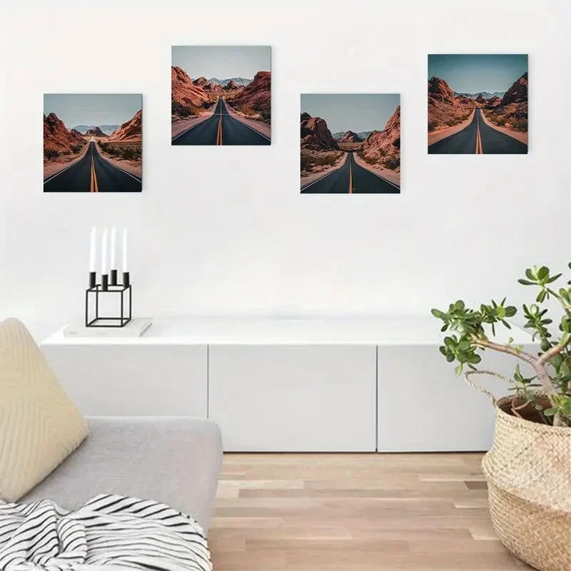 4pcs Burnt Orange RoaWall Art Canvas Framed