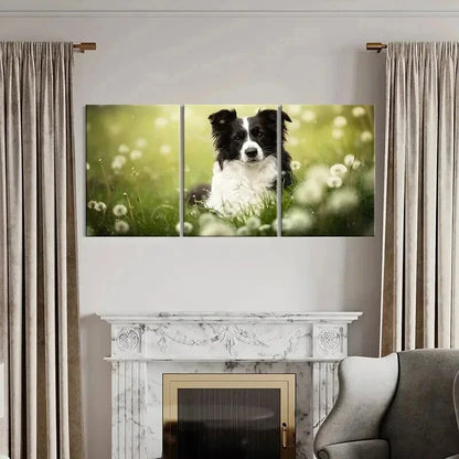 3pcs Puppy Dandelion and Grass Field Wall Art Set Canvas Framed 40x60cm - High Quality Print 100% Australian Made Wall Canvas Ready to Hang