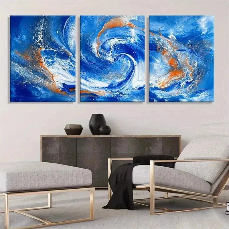 3pcs Abstract Ocean Wave Swirl Fluid Perfect Wall Art Set Canvas Framed 40x60cm - High Quality Print 100% Australian Made Wall Canvas Ready to Hang