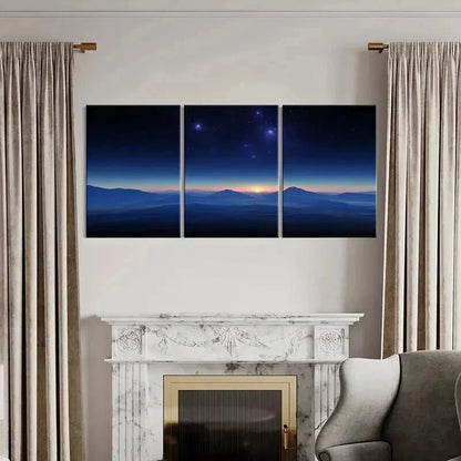 3pcs Night Scene Mountains & Starry Sky Wall Art Set Canvas Framed 40x60cm - High Quality Print 100% Australian Made Wall Canvas Ready to Hang