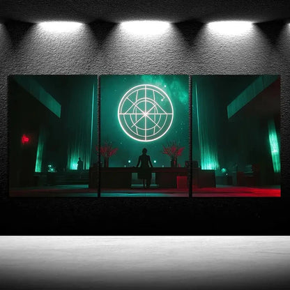 3pcs The Girl Standing On Some Place Metal Print Ready to Hang Art