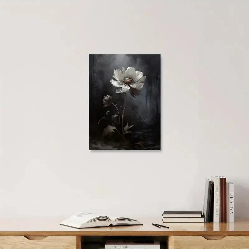 Vintage Dark Academia Wild Flower Painting 40x60cm Metal Print Ready to Hang
