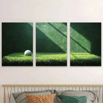 3pcs Golf Ball on Lush Grass Art Wall Art Set Canvas Framed 50x70cm - High Quality Print 100% Australian Made Wall Canvas Ready to Hang