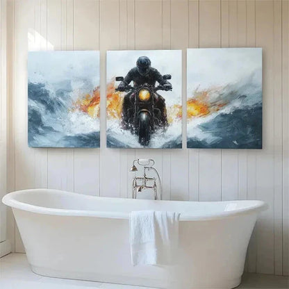 3pcs Through Waves Dynamic Abstract Perfect Wall Art Set Canvas Unframed - High Quality Print 100% Australian Made Wall Canvas