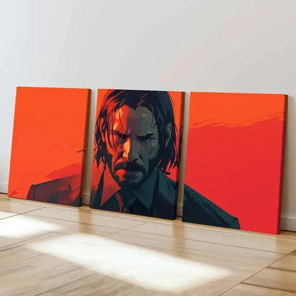 3pcs Classic Movie Character John Wick Wall Art Set Canvas Framed 40x60cm - High Quality Print 100% Australian Made Wall Canvas Ready to Hang