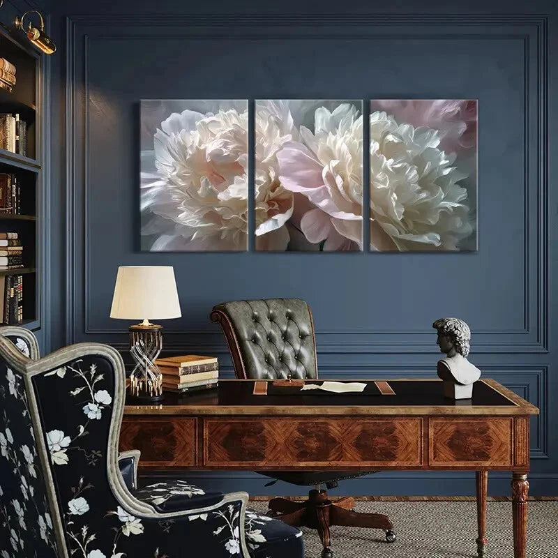 3pcs Floral Abstract Design Luxurious Texture Metal Print Ready to Hang Art