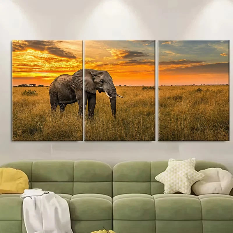 3pcs African Kenya Wildlife Metal Print Ready to Hang Art