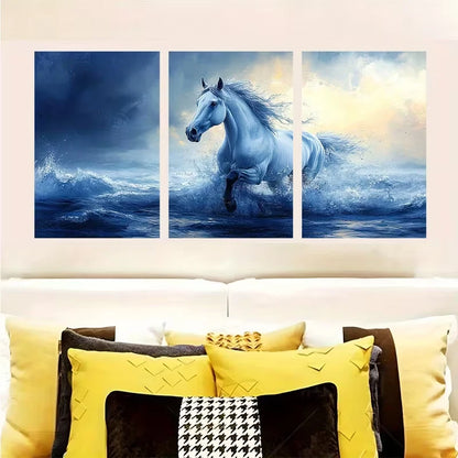 3pcs Stunning Horse Art Animal Lovers Deco   Wall Art Set Canvas Framed 60x90cm - High Quality Print 100% Australian Made Wall Canvas Ready to Hang