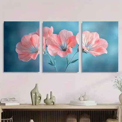 3pcs Pink Sweet Pea Flower Nature Perfect Wall Art Set Canvas Framed 40x60cm - High Quality Print 100% Australian Made Wall Canvas Ready to Hang