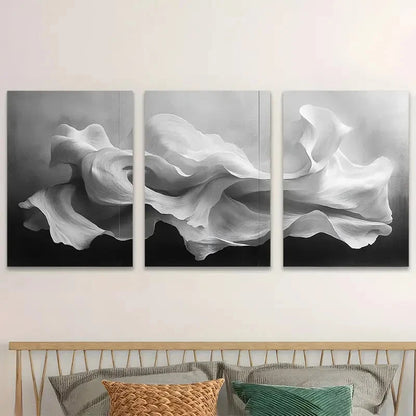 3pcs Abstract Black & White Art Wall Art Set Canvas Framed 40x60cm - High Quality Print 100% Australian Made Wall Canvas Ready to Hang