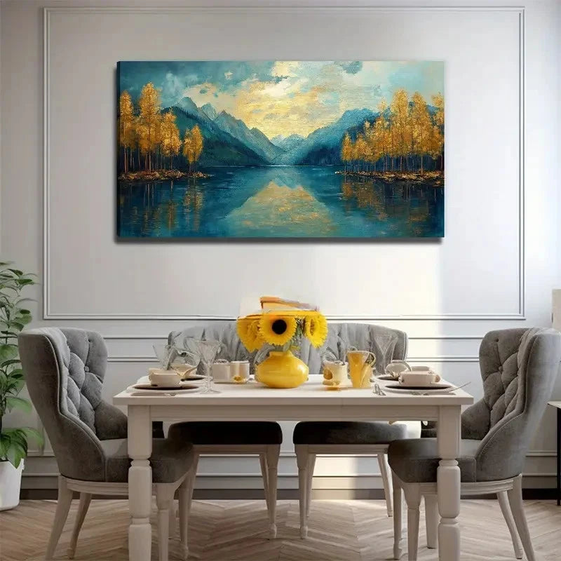 Modern Minimalist Lake Mountain Wall Art Canvas Office Home Room Framed 120x60cm