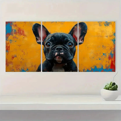3pcs Less French Bulldog Cute Dog Painting Metal Print Ready to Hang Art