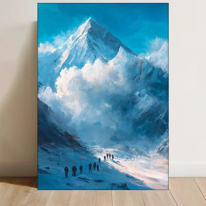 Abstract Mount Everest Expedition Painting Metal Print Ready to Hang