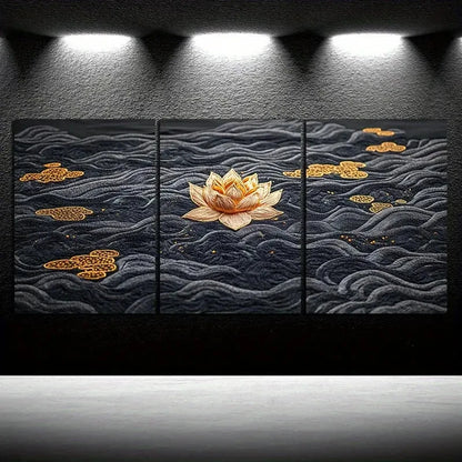 3pcs Beautiful Yellow Water Lilies Metal Print Ready to Hang Art