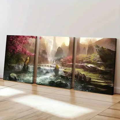 3pcs Forest Spectacular Waterfall Vintage Wall Art Canvas Unframed – High Quality Print 100% Australian Made Wall Canvas