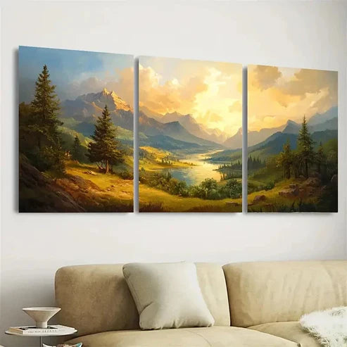 3pcs European Landscape Wall Art Set Canvas Unframed - High Quality Print 100% Australian Made Wall Canvas
