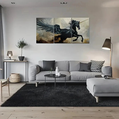 3pcs Fantasy Unicorn with Wings Metal Print Ready to Hang Art