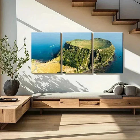 3pcs Island Seongsan Ilchulbong Wall Art Canvas Unframed - High Quality Print 100% Australian Made Wall Canvas