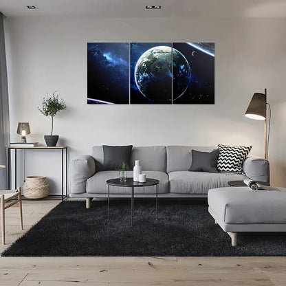 3pcs Galactic View Earth in Space Metal Print Ready to Hang Art
