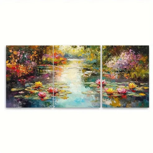 3pcs Vibrant Floral Painting Colorful Nature Wall Art Set Canvas Unframed – High Quality Print 100% Australian Made Wall Canvas
