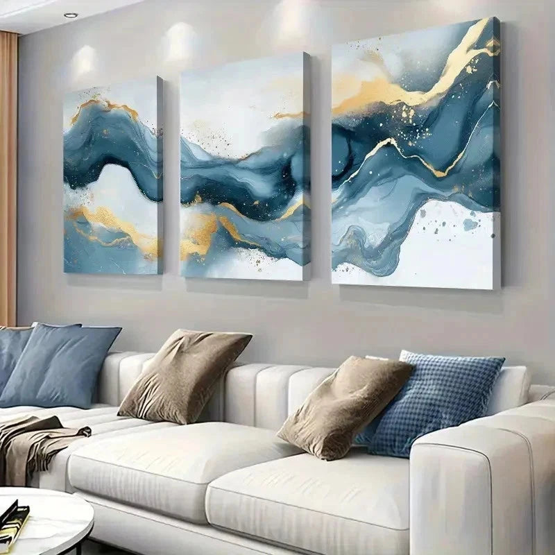 3pcs Modern And Flowing Design Wall Art Set Canvas Framed 60x90cm - High Quality Print 100% Australian Made Wall Canvas Ready to Hang