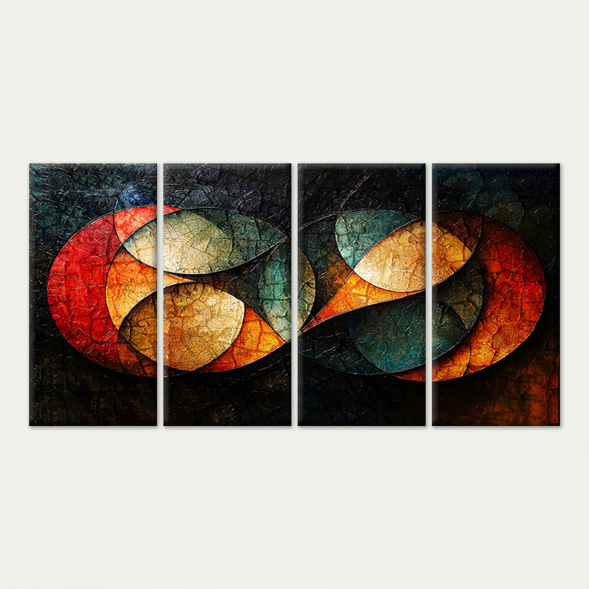 4pcs Abstract Geometric Circle Mosaic Texture Wall Art Canvas Framed 45x80cm         - High Quality Print 100% Australian Made Wall Canvas Ready to Hang