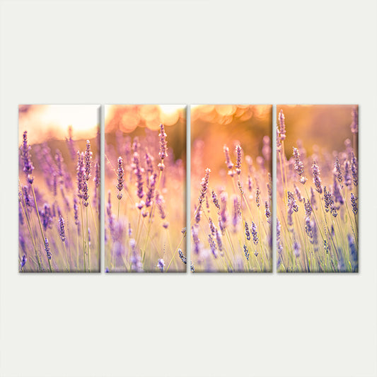 4pcs Purple Blossom Sunrise Nature Landscape Wall Art Canvas Framed 45x80cm - High Quality Print 100% Australian Made Wall Canvas Ready to Hang