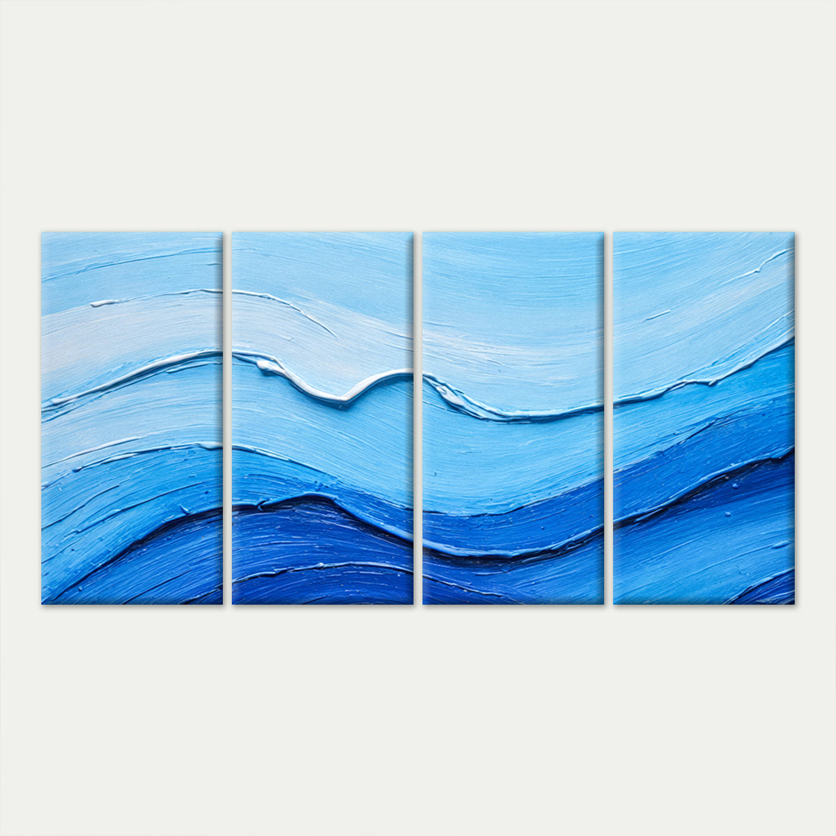 4pcs Blue Ocean Sea Wave Abstract Textured Wall Art Canvas Framed 45x80cm         - High Quality Print 100% Australian Made Wall Canvas Ready to Hang