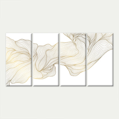 4pcs Luxury Modern Gold Abstract Line Wave Wall Art Canvas Framed 45x80cm        - High Quality Print 100% Australian Made Wall Canvas Ready to Hang